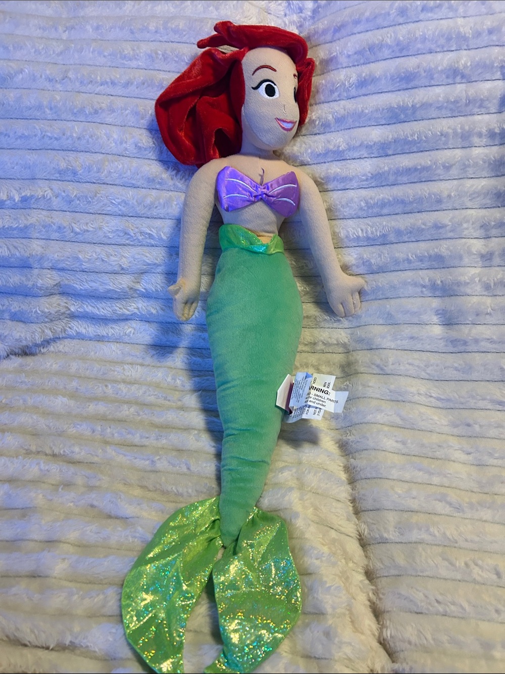 Disney Ariel Plush Mermaid Doll - Red Hair, Purple Top, Green Tail